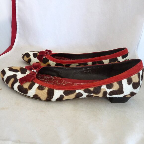 Coach leopard print ballet flats 9M red velvet bow rhynstones - Picture 5 of 7